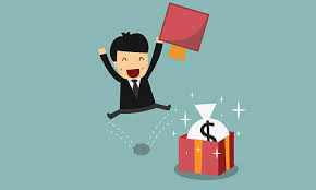 Petit bonhomme heureux cadeau bonus argent